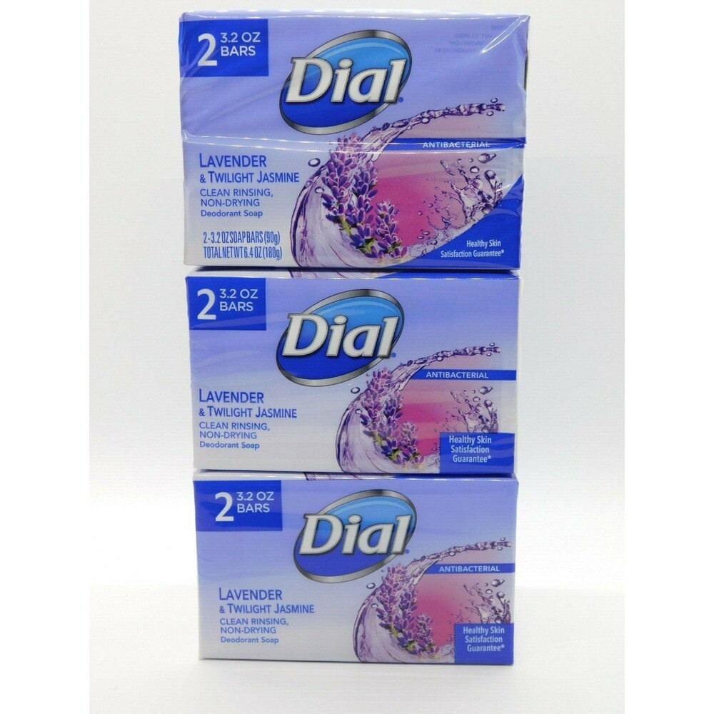 Dial ANTIBACTERIAL Lavender & Twilight Jasmine Soap Bars ~ 6 ~ 3.2oz bars
